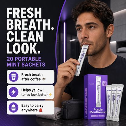 DentFresh Purple Mouthwash Sachets - 20 Pack Portable Mint Rinse