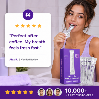 DentFresh Purple Mouthwash Sachets - 20 Pack Portable Mint Rinse